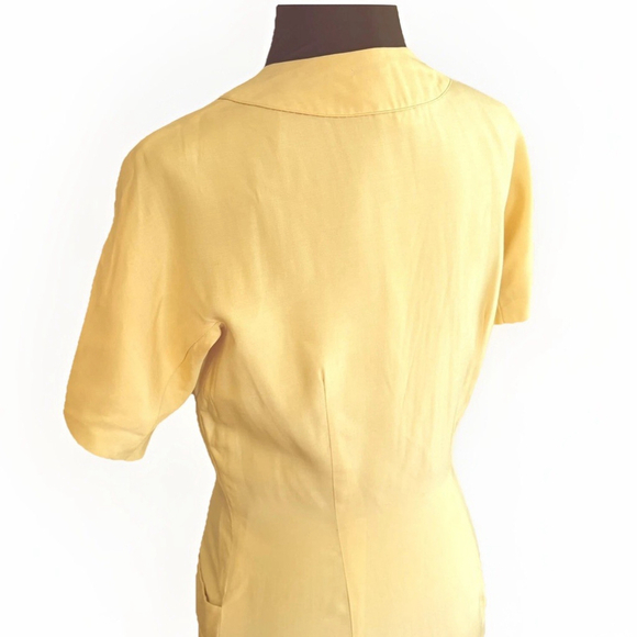 Dynasty for Ambrosine Yellow Silk Pencil Dress Vintage 12 - Picture 9 of 11